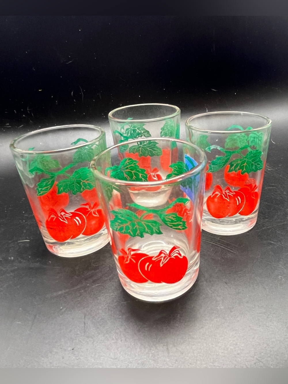 Vintage Federal Set of 4 Tomato Juice Glasses Votive Cups 3" 4oz